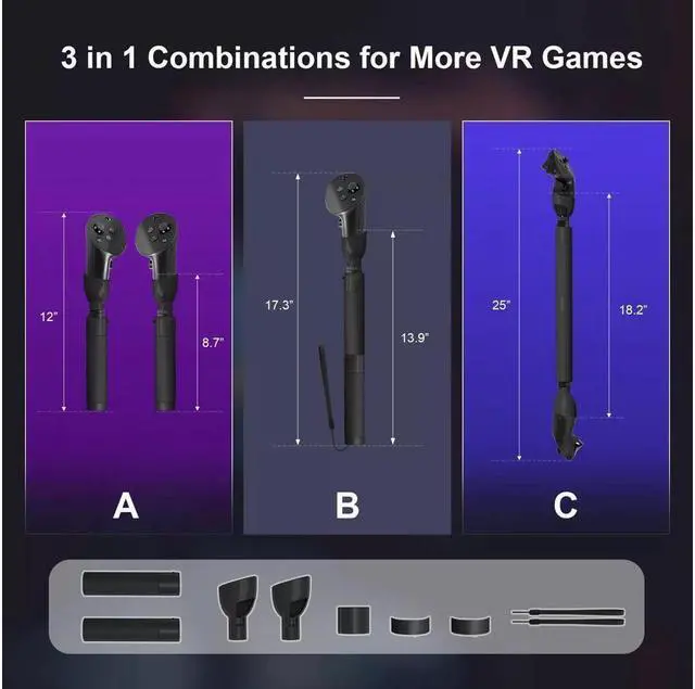 Alt view image 5 of 7 - BONAEVER VR Game Handle Accessories for Meta Que Stand Pro Controllers Handles Extension Grips for Beat Saber Gorilla Tag Games VR Golf Club Attachment