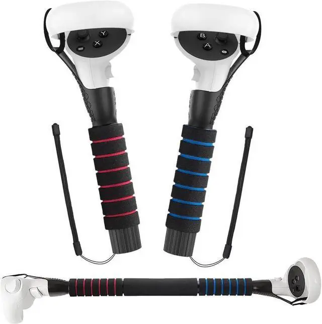 Main image of BONAEVER VR Game Handle Accessories for Que Stand 2 Controllers Dual Handles Extension Grips for Playing Beat Saber Gorilla Tag GamesVR Golf Club Attachment