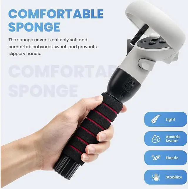 Alt view image 3 of 7 - BONAEVER VR Game Handle Accessories for Que Stand 2 Controllers Dual Handles Extension Grips for Playing Beat Saber Gorilla Tag GamesVR Golf Club Attachment