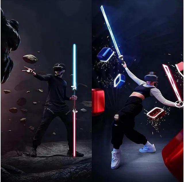 Alt view image 5 of 7 - BONAEVER VR Game Handle Accessories for Que Stand 2 Controllers Dual Handles Extension Grips for Playing Beat Saber Gorilla Tag GamesVR Golf Club Attachment