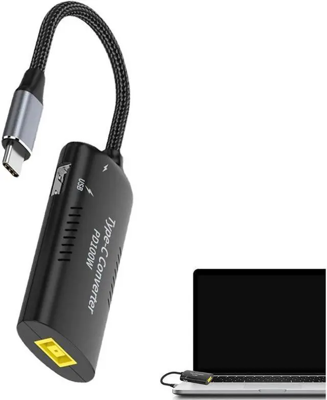 Main image of BONAEVER USB C To Slim Tip Cable Adapter - Type C Female to DC Adapter - Type C Multifunction Adapter Cable 100W to Square Laptop Charging Cable Adapter