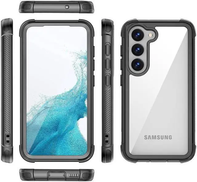 Alt view image 7 of 7 - BONAEVER For Samsung Galaxy S23 6.1 inch Case with Built in Screen Protector Military Grade Protection Shockproof Protective Cover Black
