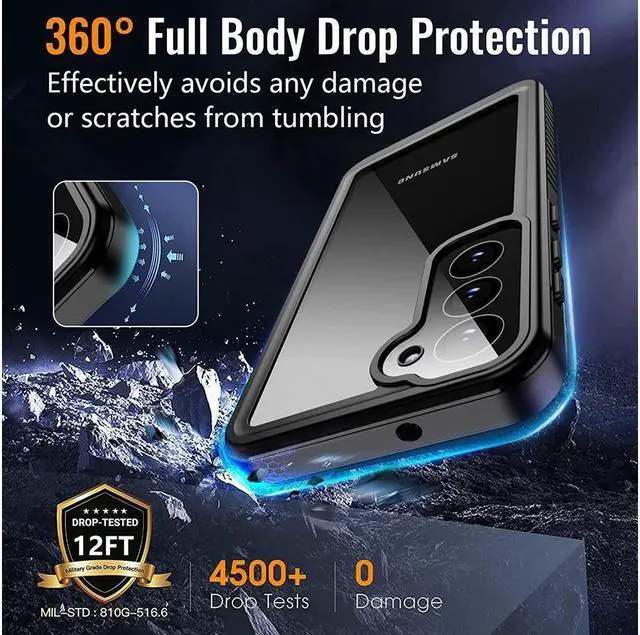 Alt view image 5 of 7 - BONAEVER for Samsung Galaxy S23 Case Waterproof Galaxy S23 Case with Built-in Screen Protector [Support Fingerprint Unlock] Rugged S23 Phone Cover