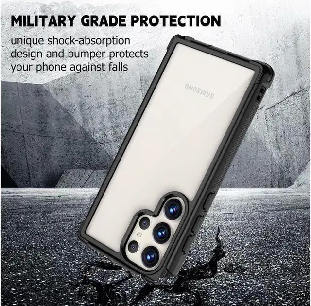 Alt view image 2 of 7 - BONAEVER For Samsung Galaxy S23 Ultra 6.8 inch Case with Built in Screen Protector Military Grade Protective Shockproof Protective Cover Black
