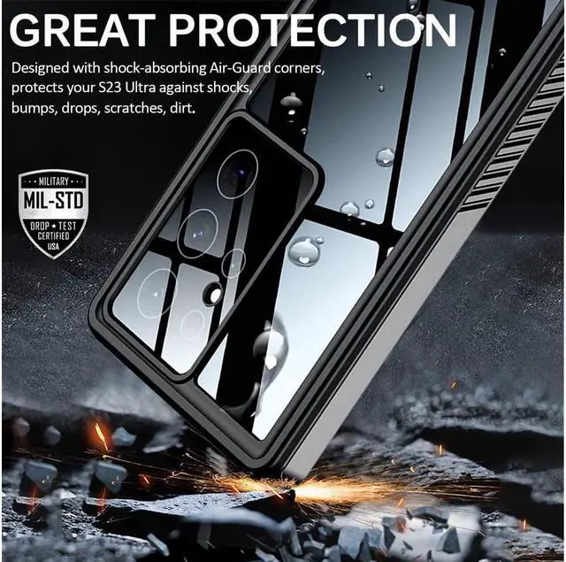 Alt view image 7 of 7 - BONAEVER For Samsung Galaxy S23 Ultra Case Waterproof Waterproof Case with Built-in Screen Protector Protective Cover for Galaxy S23 Ultra 6.8'' 2023