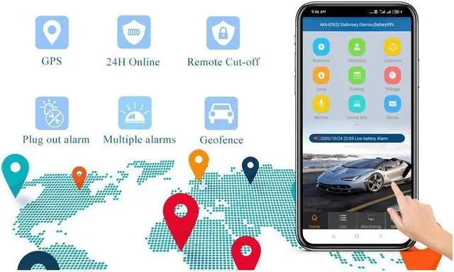 Alt view image 3 of 7 - BONAEVER 4G Wired Car GPS Tracker for Vehicle Hidden Real-Time Hardwired Car Tracking Device Remote Engine Kill Switch for Truck Trailer Motorcycle Location Locator