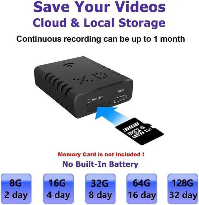 Alt view image 7 of 7 - BONAEVER 1080P WiFi Camera Motion Sound Detector Portable Small Camera HD Home Security Camera Infrared Indoor Outdoor Camera APP Remote Monitoring Camera