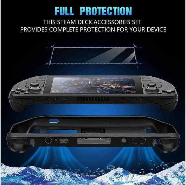 Alt view image 2 of 7 - BONAEVER 2x Protective Case for Steam Deck with HD Tempered Glass Screen Protector TPU Protective Case Cover with Stand and Shockproof Non-Slip Accessories Set
