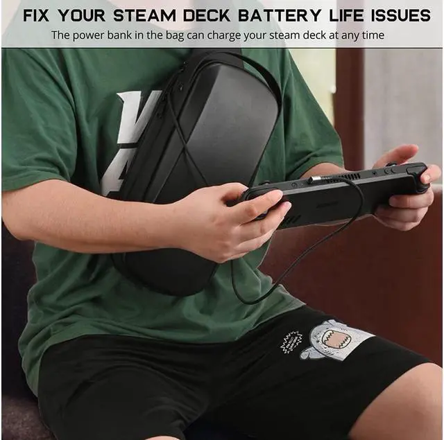 Alt view image 5 of 7 - BONAEVER Carrying Case for Steam Deck Console & Accessories Shockproof Hard Shell Protective Crossbody Shoulder Che Stand Backpack with Pockets for Travel Home