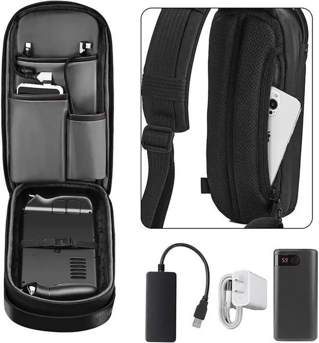 Alt view image 7 of 7 - BONAEVER Carrying Case for Steam Deck Console & Accessories Shockproof Hard Shell Protective Crossbody Shoulder Che Stand Backpack with Pockets for Travel Home