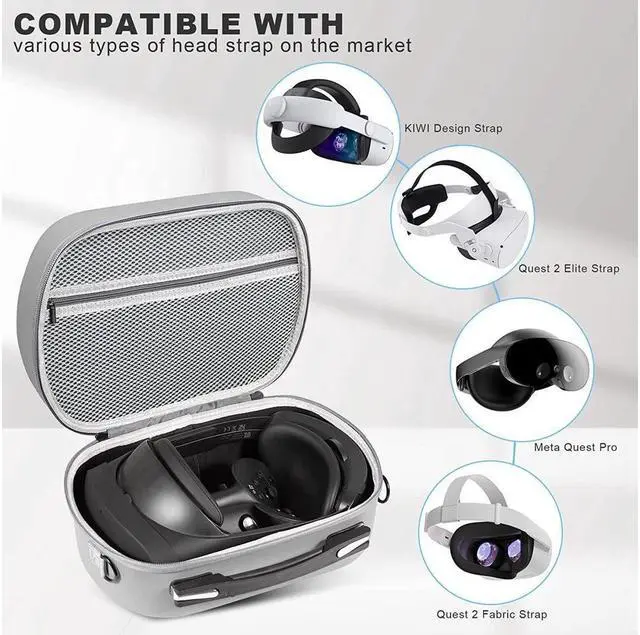 Alt view image 2 of 7 - BONAEVER Carrying Case for Meta Que Stand Pro/Meta Que Stand 2 Hard Travel Case Storage for Meta Que Stand Pro VR Gaming Headset Accessories