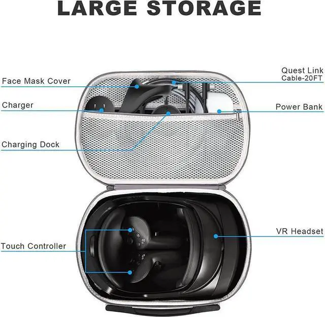 Alt view image 3 of 7 - BONAEVER Carrying Case for Meta Que Stand Pro/Meta Que Stand 2 Hard Travel Case Storage for Meta Que Stand Pro VR Gaming Headset Accessories