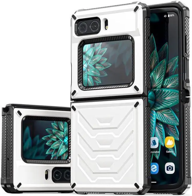 Alt view image 2 of 7 - BONAEVER For Motorola Moto Razr 2022 Case with Slide Camera Cover Military Grade Protective Armor Phone Case Shockproof Hard Shell Cover White