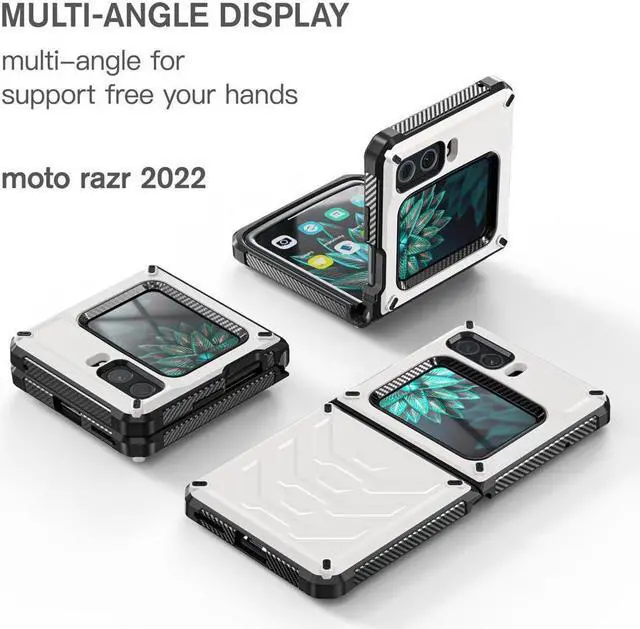 Alt view image 5 of 7 - BONAEVER For Motorola Moto Razr 2022 Case with Slide Camera Cover Military Grade Protective Armor Phone Case Shockproof Hard Shell Cover White