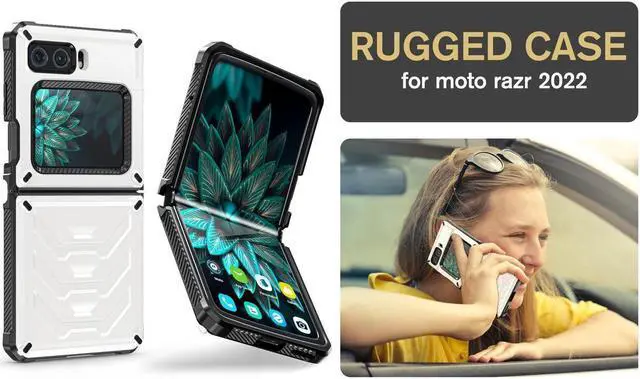 Alt view image 6 of 7 - BONAEVER For Motorola Moto Razr 2022 Case with Slide Camera Cover Military Grade Protective Armor Phone Case Shockproof Hard Shell Cover White