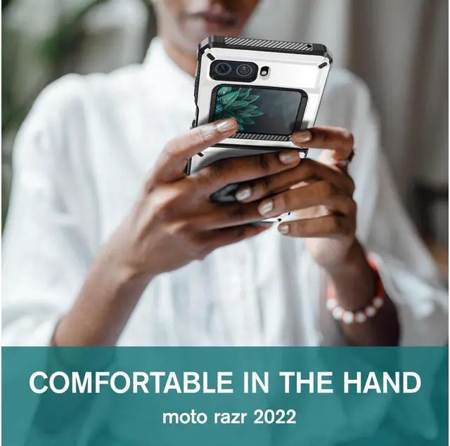 Alt view image 7 of 7 - BONAEVER For Motorola Moto Razr 2022 Case with Slide Camera Cover Military Grade Protective Armor Phone Case Shockproof Hard Shell Cover White