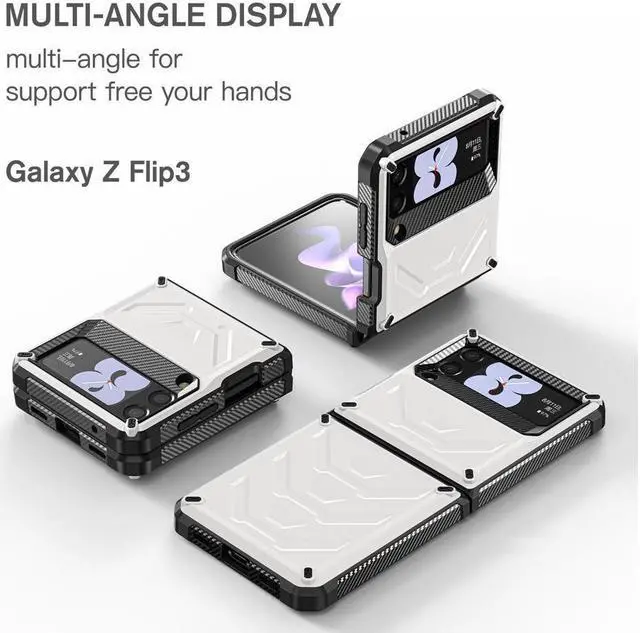 Alt view image 6 of 7 - BONAEVER For Samsung Galaxy Z Flip 3 5G 6.7 inch 2021 Case with Slide Camera Cover Military Grade Protective Armor Phone Case Shockproof Cover