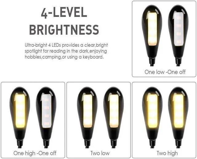 Alt view image 2 of 7 - BONAEVER Rechargeable LED Book Light Dimmable Clip On Reading Lamp for Bed Shelves Kindle