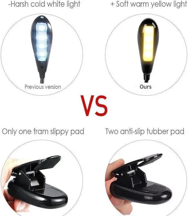 Alt view image 4 of 7 - BONAEVER Rechargeable LED Book Light Dimmable Clip On Reading Lamp for Bed Shelves Kindle