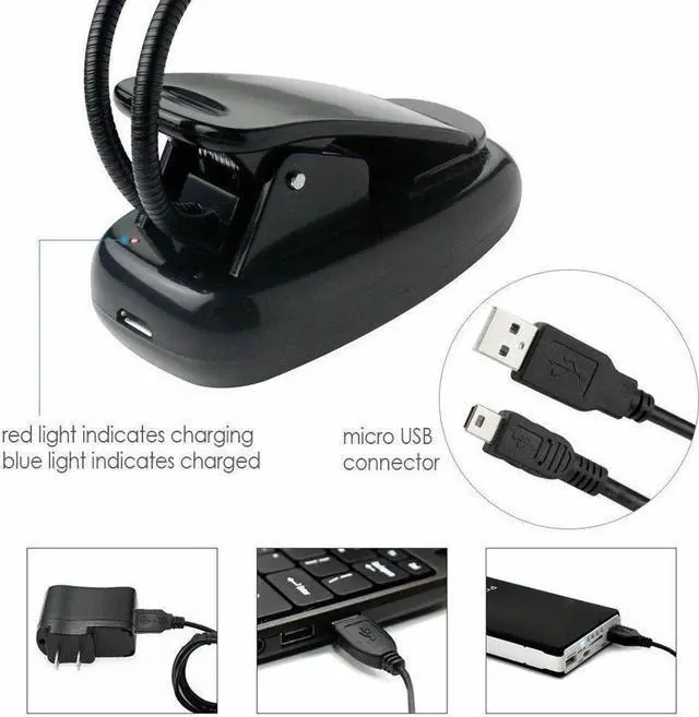 Alt view image 5 of 7 - BONAEVER Rechargeable LED Book Light Dimmable Clip On Reading Lamp for Bed Shelves Kindle
