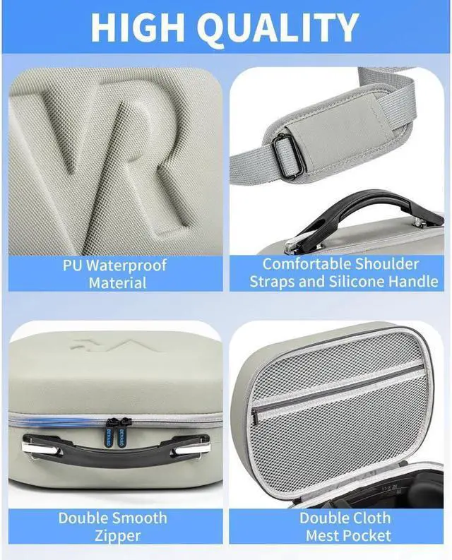 Alt view image 3 of 7 - BONAEVER Carrying Case for Meta Que Stand Pro/Meta Que Stand 2/Pico 4 /PSVR2 Hard Travel Case Storage for PS VR2 Gaming Headset & Controllers & Elite Head Strap Accessories