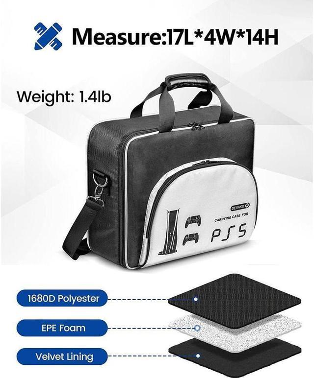 Alt view image 6 of 7 - BONAEVER PS5 Carrying Case Travel Case for Play Station 5 Console PS5 Disk/Digital Edition Large Capacity Storage Bag for Games Accessories