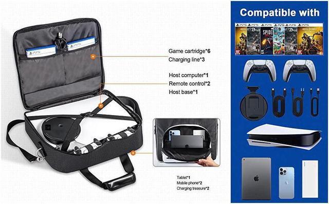 Alt view image 7 of 7 - BONAEVER PS5 Carrying Case Travel Case for Play Station 5 Console PS5 Disk/Digital Edition Large Capacity Storage Bag for Games Accessories
