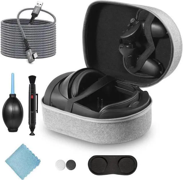 Main image of BONAEVER 6 in 1 Carrying Case for Meta Que Stand Pro/Meta Que Stand 2 Accessories Kit with 20FT Link Cable VR Headset Cleaning Kit Lens Protector for Travel Home Storage