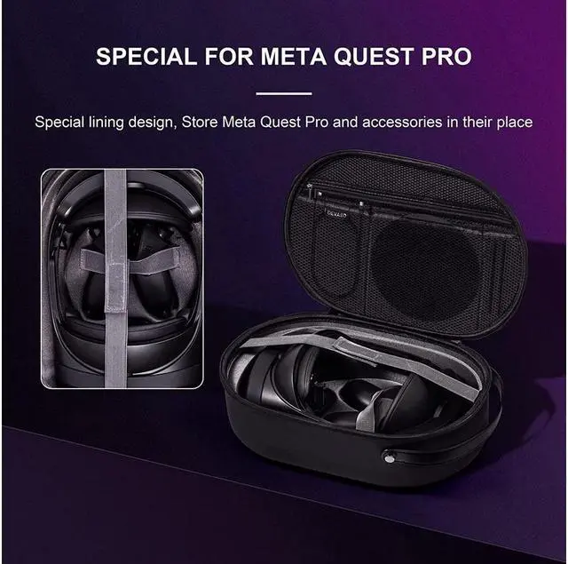 Alt view image 6 of 7 - BONAEVER Carrying Case for Meta Quest Pro Deluxe Strong Protective Travel Case for Meta Quest Pro VR Headset and Accessories Large Capacity with Adjustable Shoulder Strap for Travel and Home Storage