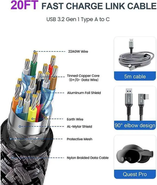 Alt view image 5 of 7 - BONAEVER 6 in 1 Carrying Case for Meta Que Stand Pro/Meta Que Stand 2 Accessories Kit with 20FT Link Cable VR Headset Cleaning Kit Lens Protector for Travel Home Storage