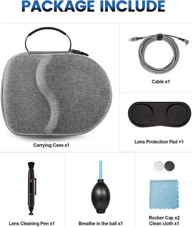 Alt view image 4 of 7 - BONAEVER 6 in 1 Carrying Case for Meta Que Stand Pro/Meta Que Stand 2 Accessories Kit with 20FT Link Cable VR Headset Cleaning Kit Lens Protector for Travel Home Storage