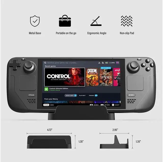 Alt view image 3 of 7 - BONAEVER 7 in 1 Accessories Bundle for Valve Steam Deck 2 Glass Screen Protector 1 Dock Stand 4 Thumb Grip 1 Du Stand Filter Kit 6 Button Skin 1 Protective Cover TPU Clear Case