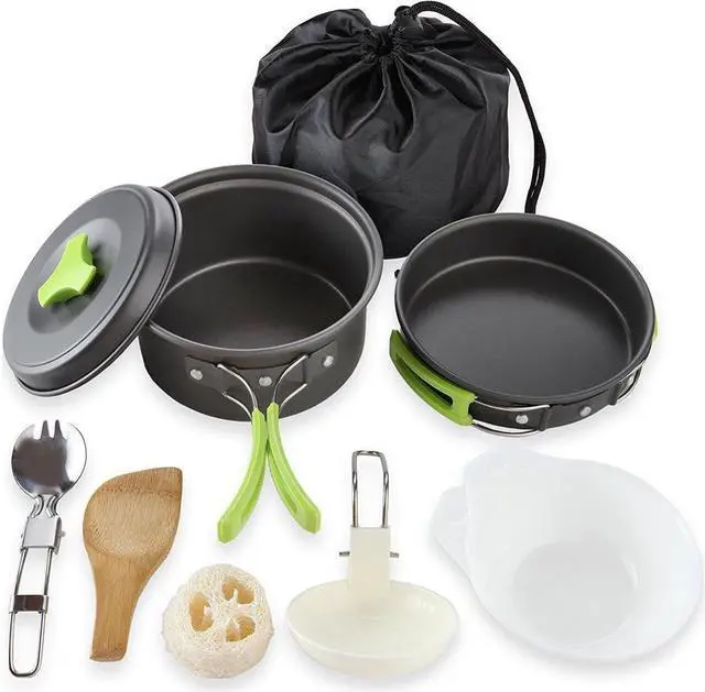 Alt view image 2 of 7 - BONAEVER Camping Cookware Mess Kit Backpacking Gear & Hiking Outdoors Bug Out Bag Cooking