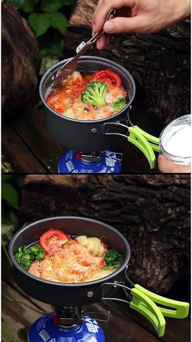 Alt view image 3 of 7 - BONAEVER Camping Cookware Mess Kit Backpacking Gear & Hiking Outdoors Bug Out Bag Cooking