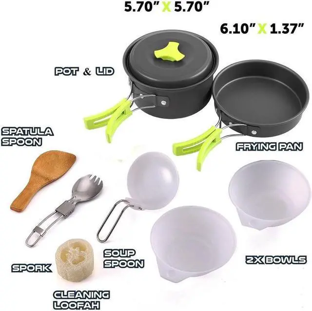 Alt view image 5 of 7 - BONAEVER Camping Cookware Mess Kit Backpacking Gear & Hiking Outdoors Bug Out Bag Cooking