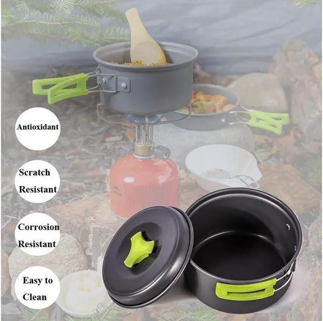 Alt view image 4 of 7 - BONAEVER Camping Cookware Mess Kit Backpacking Gear & Hiking Outdoors Bug Out Bag Cooking