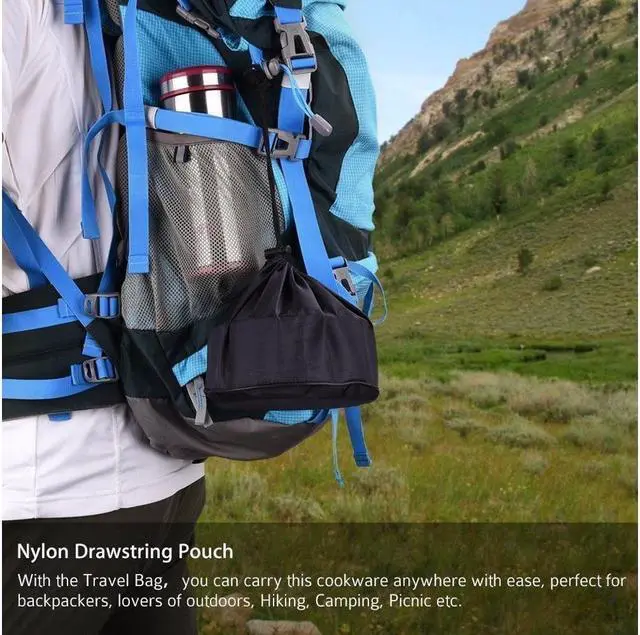 Alt view image 7 of 7 - BONAEVER Camping Cookware Mess Kit Backpacking Gear & Hiking Outdoors Bug Out Bag Cooking