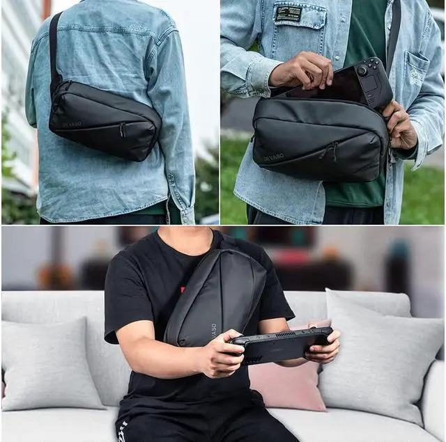 Alt view image 7 of 7 - BONAEVER Carrying Case for Steam Deck Protective Shoulder Bag with Pockets Fit for Steam Deck Console Original AC Charger Adapter dock Station Joy Standick Protectors Fan Cooler USB C Cable