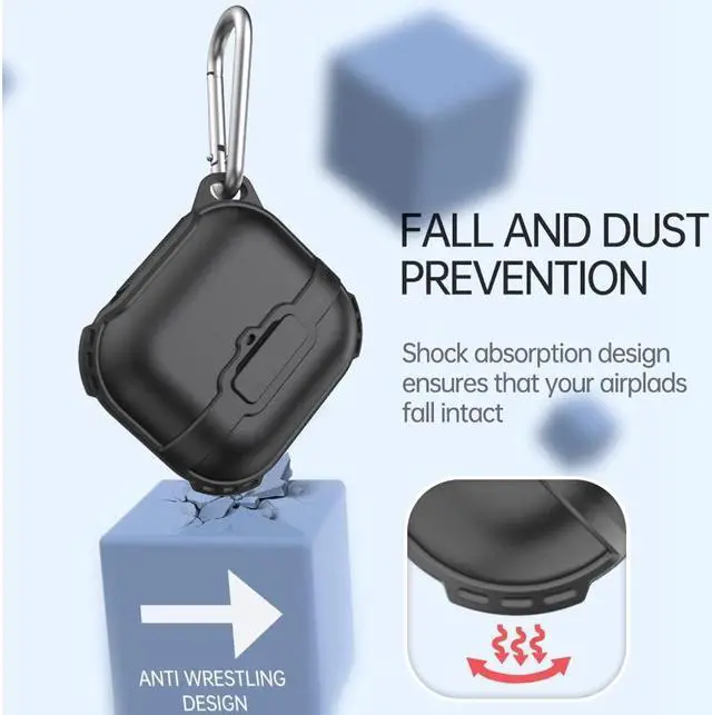 Alt view image 2 of 7 - BONAEVER For Airpods 3rd Generation 2021 Case Compatible Wireless Charging LED Light Visible IP68 Waterproof Shockproof Dustdproof Full-Body Protective Cover for AirPods 3 with Keychain