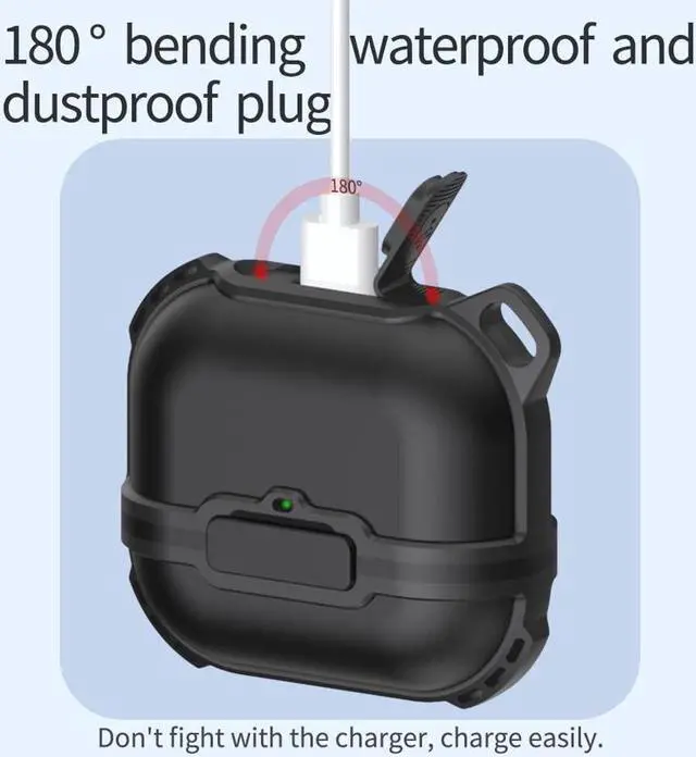 Alt view image 4 of 7 - BONAEVER For Airpods 3rd Generation 2021 Case Compatible Wireless Charging LED Light Visible IP68 Waterproof Shockproof Dustdproof Full-Body Protective Cover for AirPods 3 with Keychain