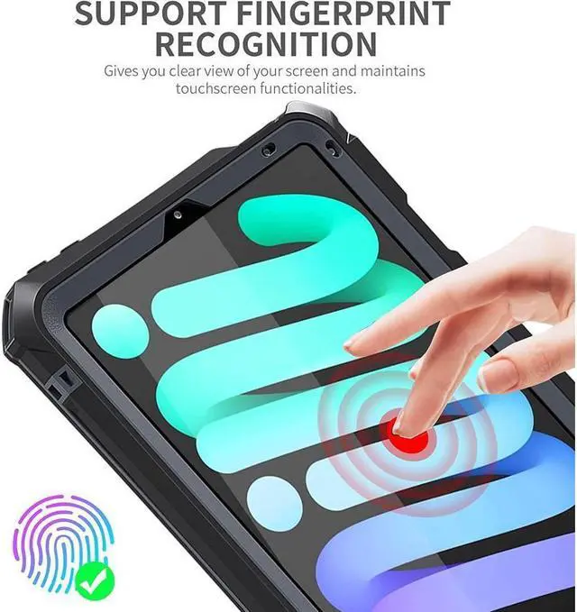 Alt view image 5 of 7 - BONAEVER iPad Mini 6 2021 (6th Generation) Waterproof CaseUnderwater Protective Du Standproof Shockproof Case Cover with 360 Full-Body ProtectioniPad Mini 6th Gen 8.3 Inch case with Lanyard Standand