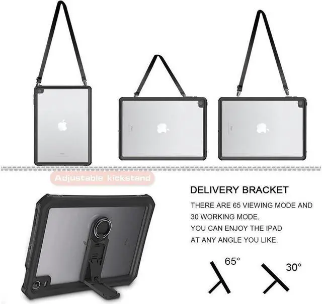 Alt view image 6 of 7 - BONAEVER Waterproof Case for iPad Air 3 2019 / iPad Pro 10.5 inch 2017 Protection Shockproof Dustdproof Protective Cover with Built in Screen Protector Stand and Shoulder Strap