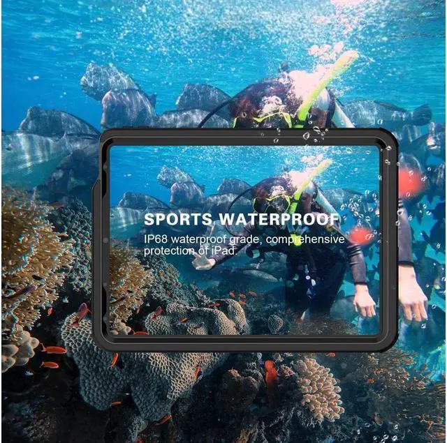Alt view image 2 of 7 - BONAEVER Protective Case for iPad Air 5th Air 4th Generation 2022 2020 iPad Air 5 / Air 4 IP68 Waterproof Du Standproof Shockproof Cover with Pencil Holder built-in Screen Protector Shoulder Strap
