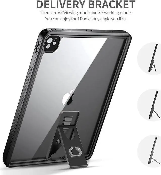 Alt view image 4 of 7 - BONAEVER Waterproof Case for iPad Pro 12.9 inch 2022 6th Gen / iPad Pro 12.9 2021 5th Gen Protection Shockproof Dustdproof Protective Cover with Built in Screen Protector Stand and Shoulder Strap
