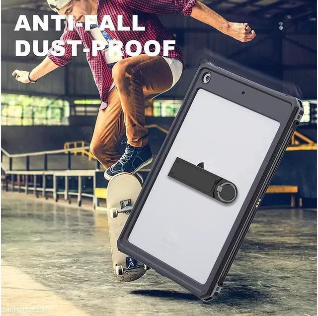 Alt view image 4 of 7 - BONAEVER For iPad 10.2 9th / 8th / 7th Generation Waterproof Case Full-Body Shockproof Protective Cover with Built-in Screen Protector Stand and Shoulder Strap for iPad 10.2 2021 / 2020 / 2019