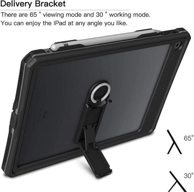 Alt view image 5 of 7 - Waterproof Case For iPad 10.2 inch 9th 8th 7th Generation / iPad 10.2 2021/2020/2019 ,ShockProof Bumper Full-Body Protective Cover with Built-in Screen Protector  /Shoulder Strap/Stand/Pencil Holder