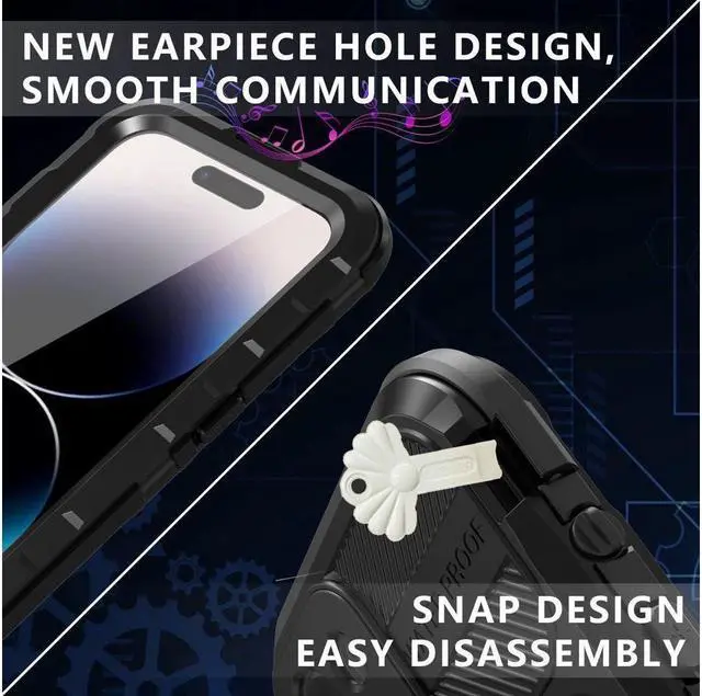 Alt view image 4 of 7 - BONAEVER For iPhone 14 Pro Max Waterproof Case MagSafe Compatible Built-in Screen Protector IP68 Underwater Du Standproof 360 Shockproof Protective Cover for iPhone 14 Pro Max