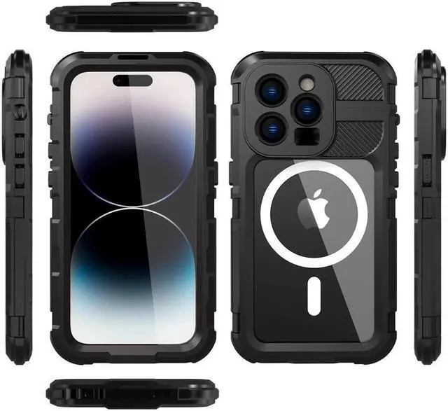 Alt view image 6 of 7 - BONAEVER For iPhone 14 Pro Max Waterproof Case MagSafe Compatible Built-in Screen Protector IP68 Underwater Du Standproof 360 Shockproof Protective Cover for iPhone 14 Pro Max