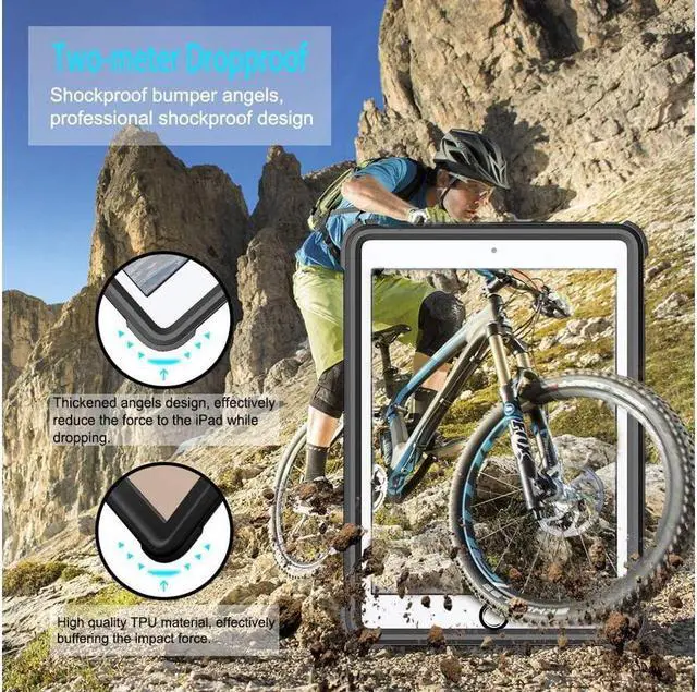 Alt view image 3 of 7 - BONAEVER For iPad Air 3 Case 2019 / iPad Pro 10.5 Waterproof Case Rugged Protective Transparent Shockproof Cover with Built in Screen Protector Stand and Shoulder Strap Black