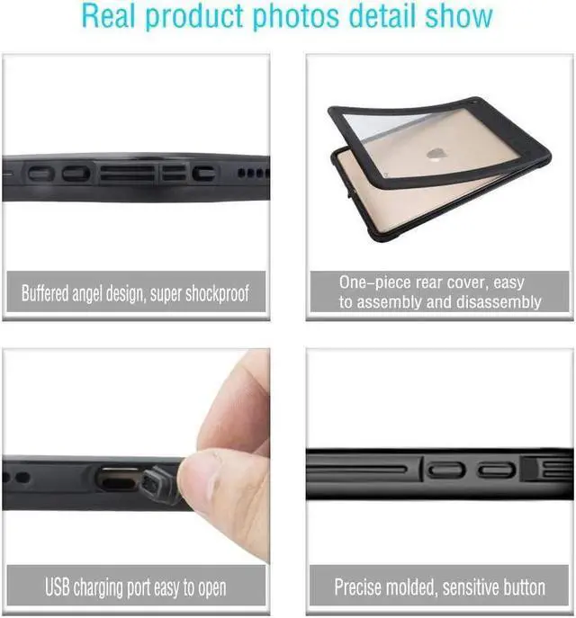 Alt view image 4 of 7 - BONAEVER For iPad Air 3 Case 2019 / iPad Pro 10.5 Waterproof Case Rugged Protective Transparent Shockproof Cover with Built in Screen Protector Stand and Shoulder Strap Black